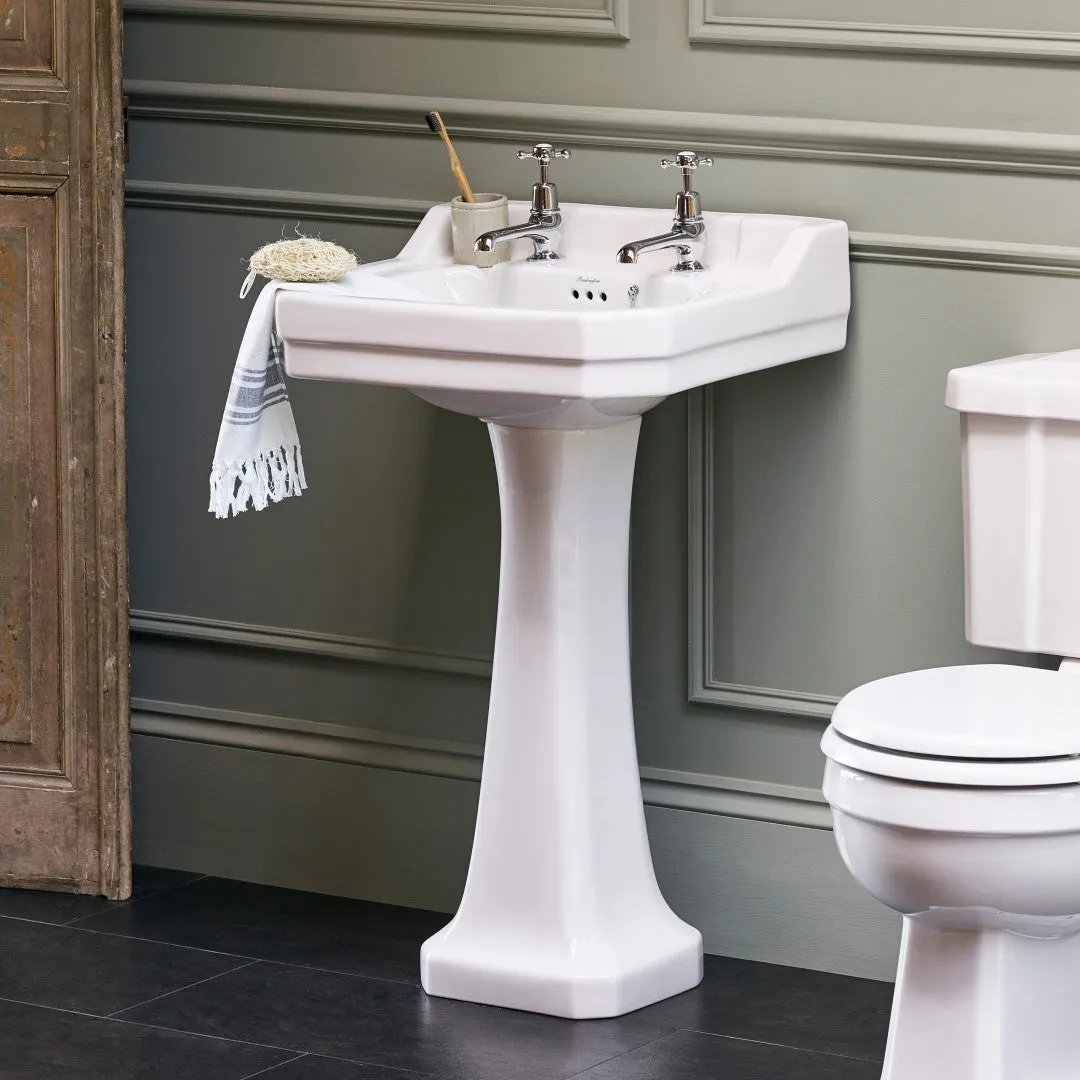 Burlington Edwardian Rectangular White Basin With Standard Pedestal