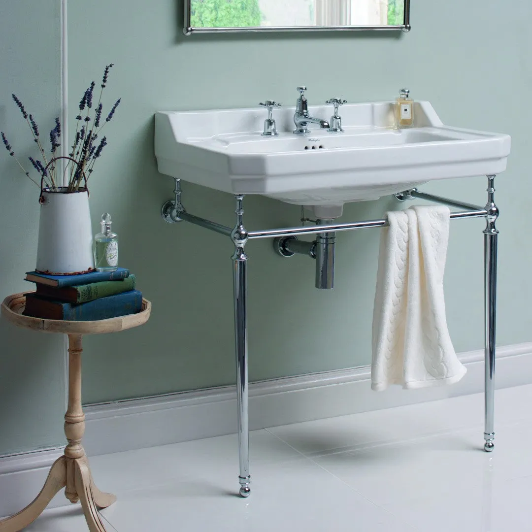 Burlington Edwardian White Rectangular Basin With Washstand