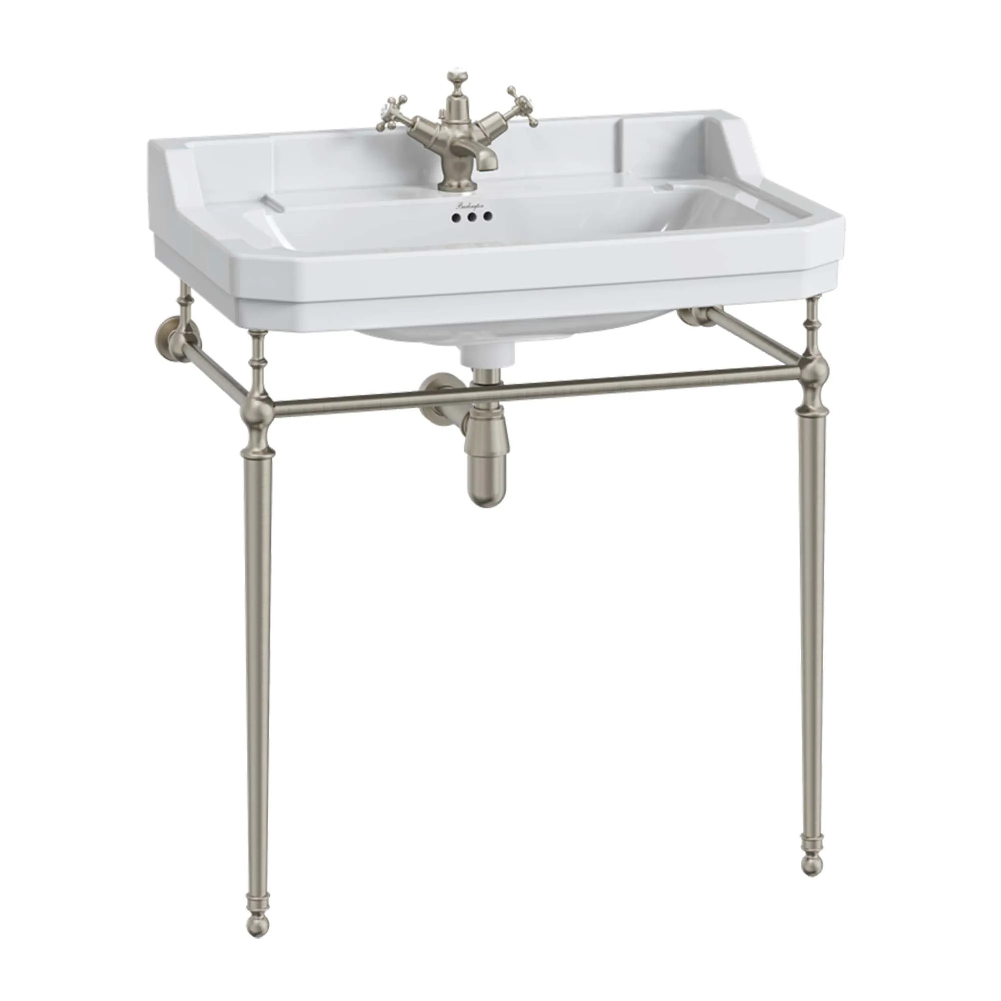 Burlington Edwardian White Rectangular Basin With Washstand