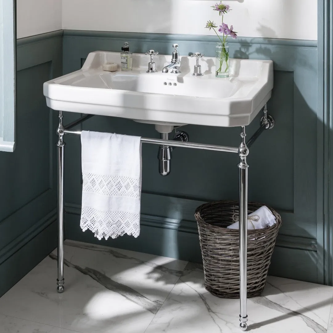 Burlington Edwardian White Rectangular Basin With Washstand