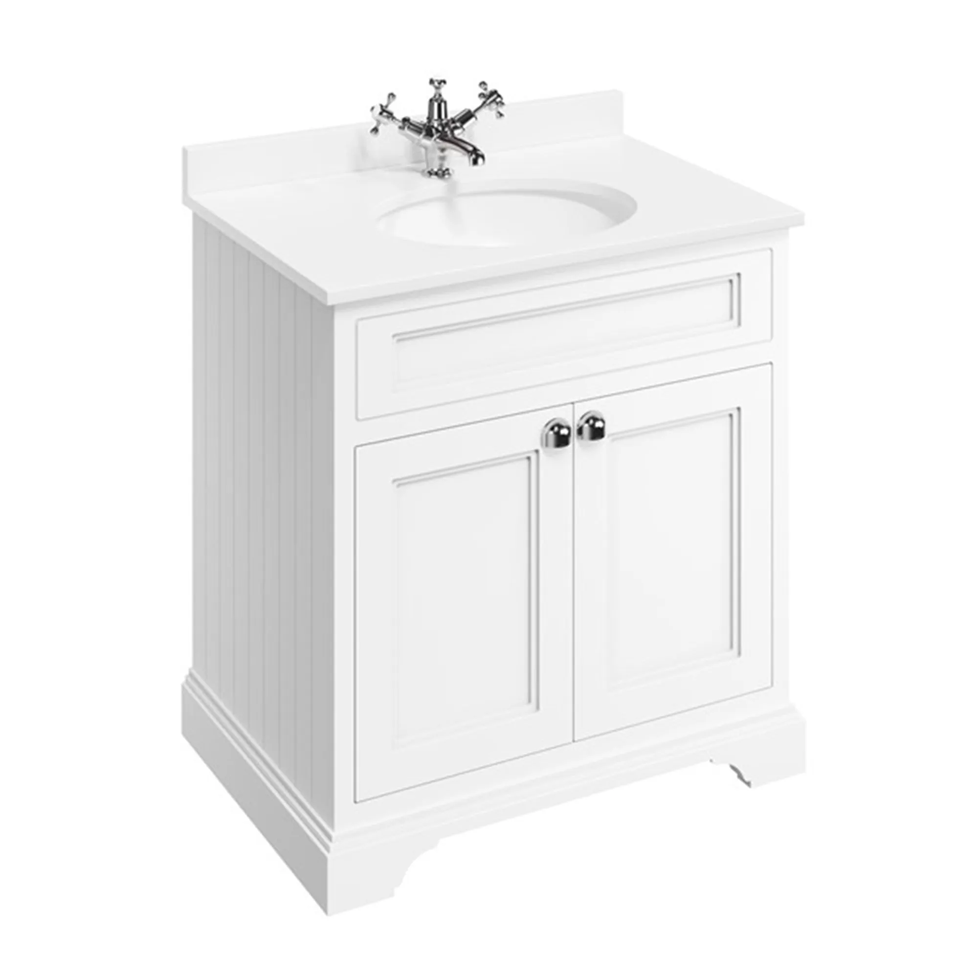Burlington Freestanding 2-Door Vanity Unit With Worktop and Integrated Bowl