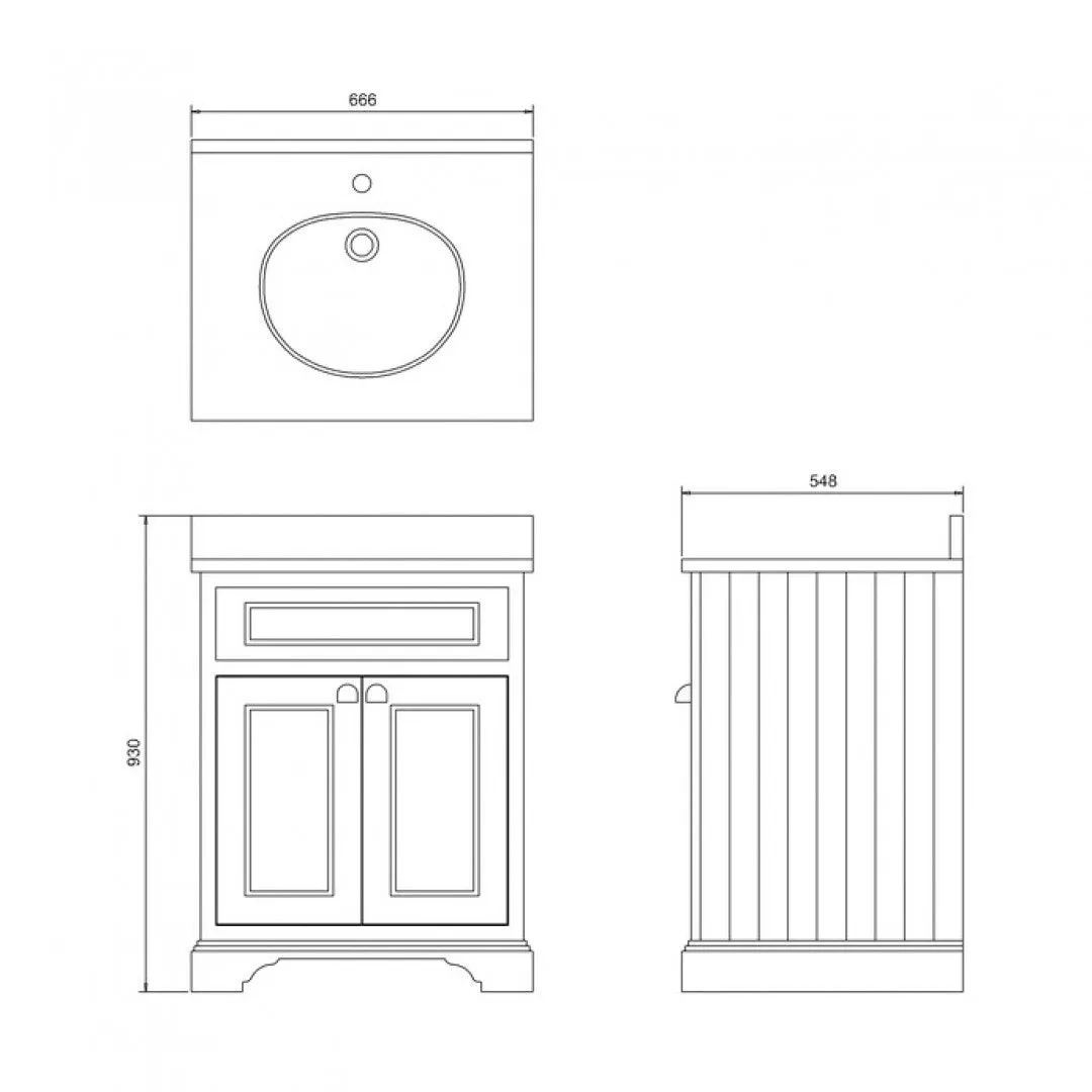 Burlington Freestanding 2-Door Vanity Unit With Worktop and Integrated Bowl
