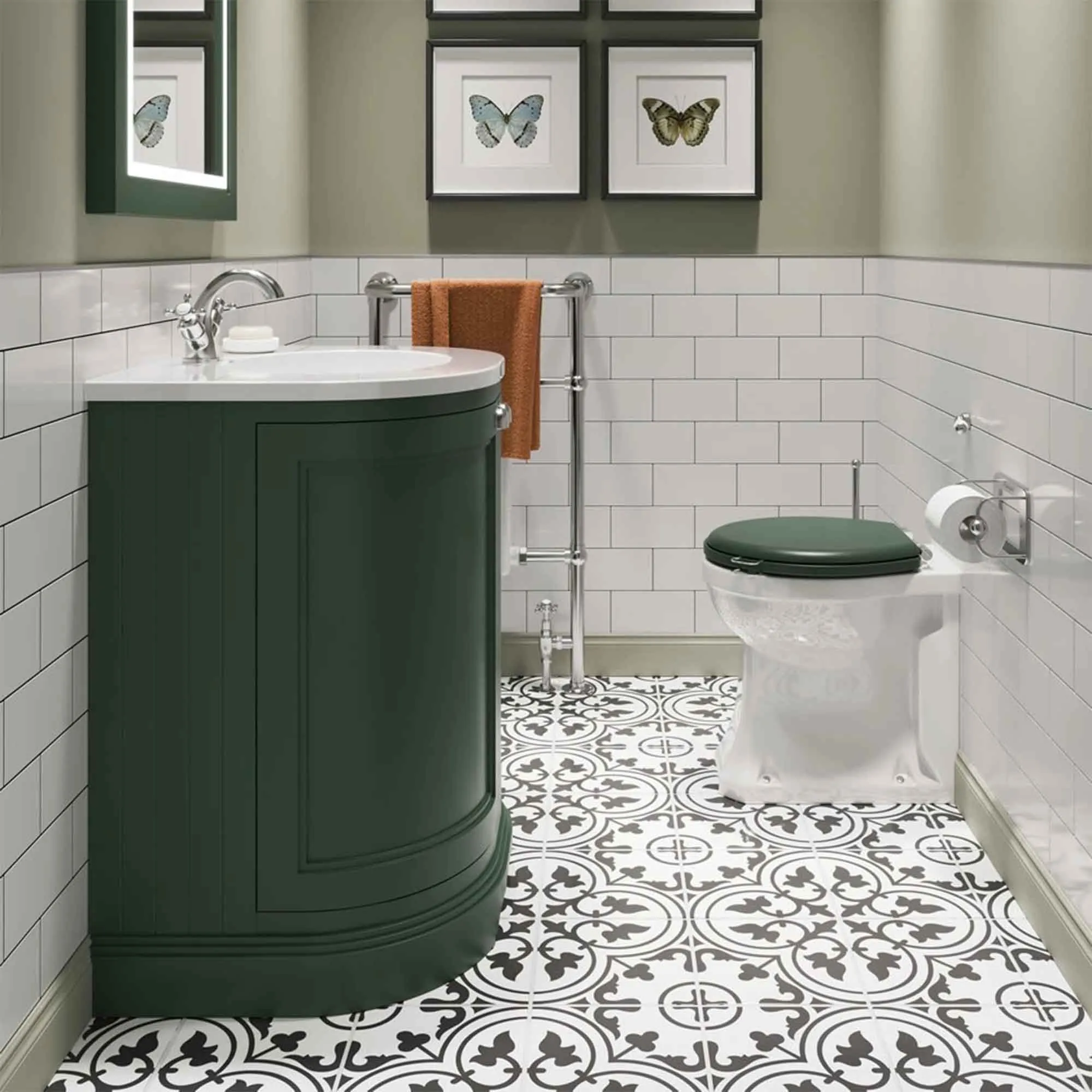 Burlington Freestanding Curved 650 Vanity Unit With Worktop and Integrated Bowl