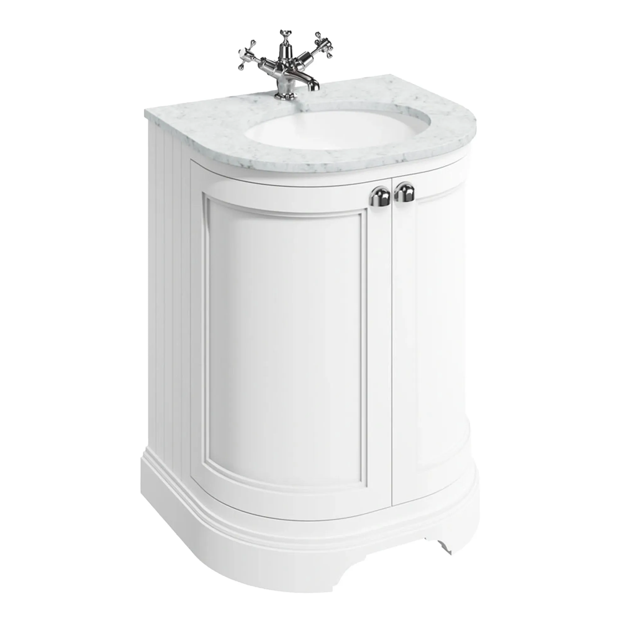 Burlington Freestanding Curved 650 Vanity Unit With Worktop and Integrated Bowl