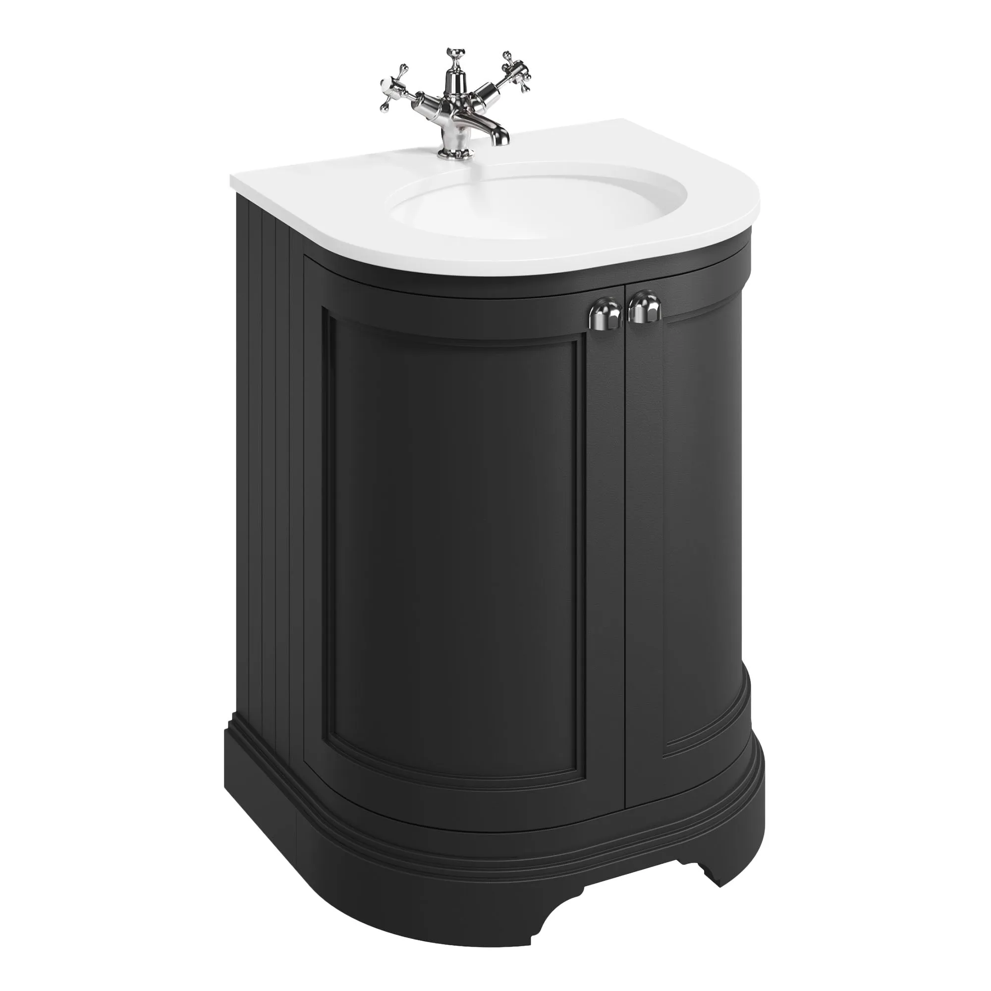 Burlington Freestanding Curved 650 Vanity Unit With Worktop and Integrated Bowl