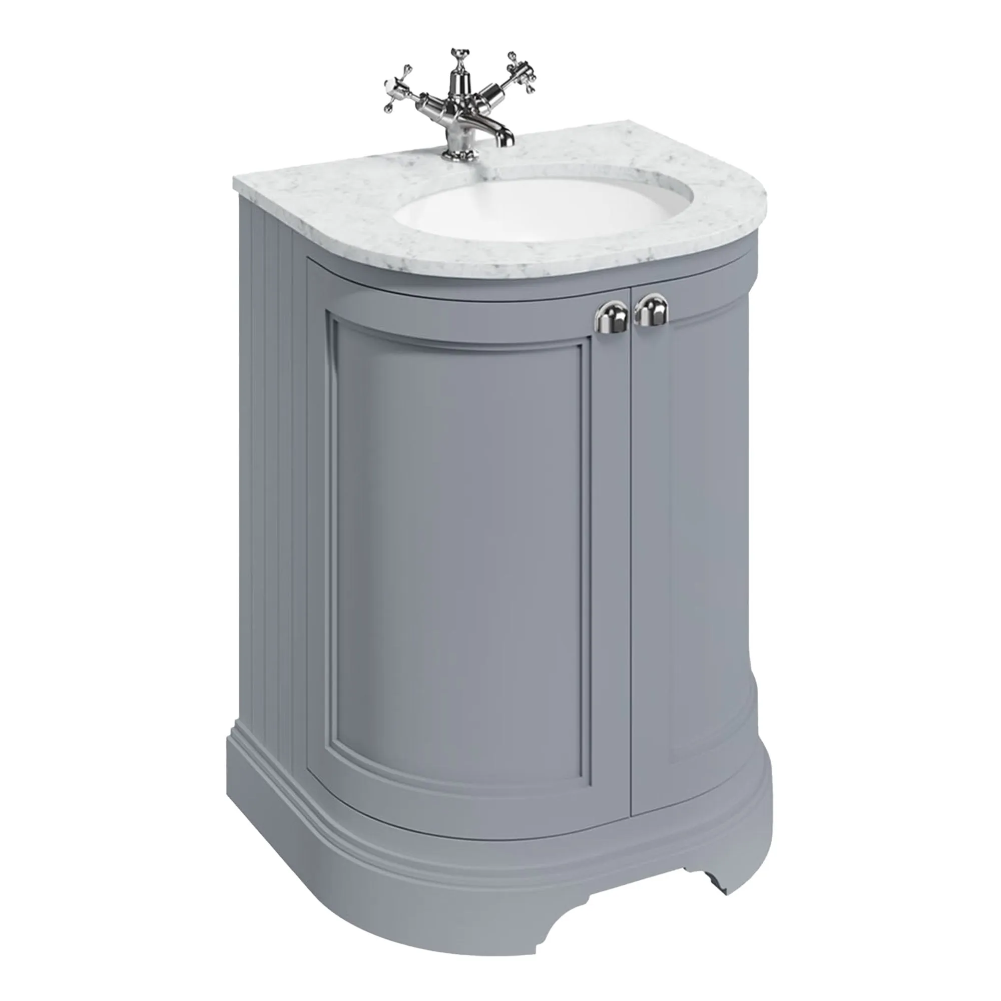 Burlington Freestanding Curved 650 Vanity Unit With Worktop and Integrated Bowl