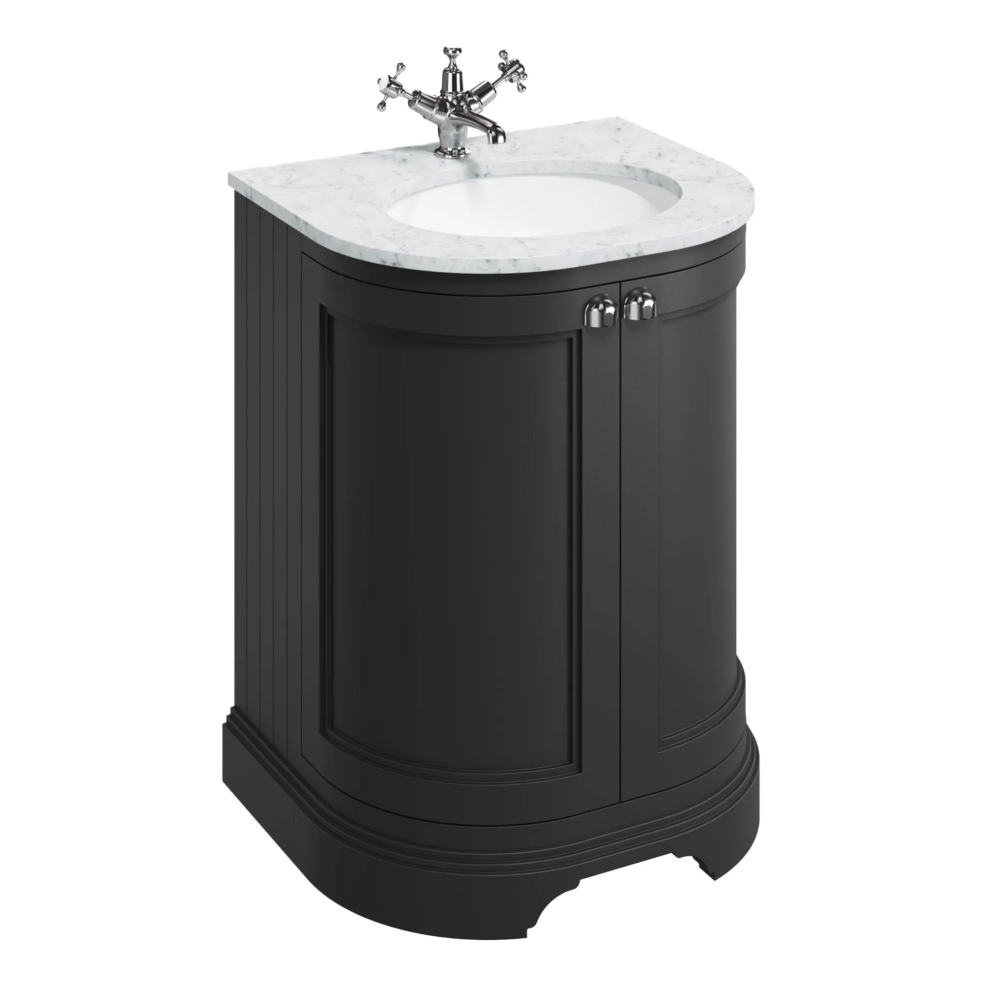 Burlington Freestanding Curved 650 Vanity Unit With Worktop and Integrated Bowl