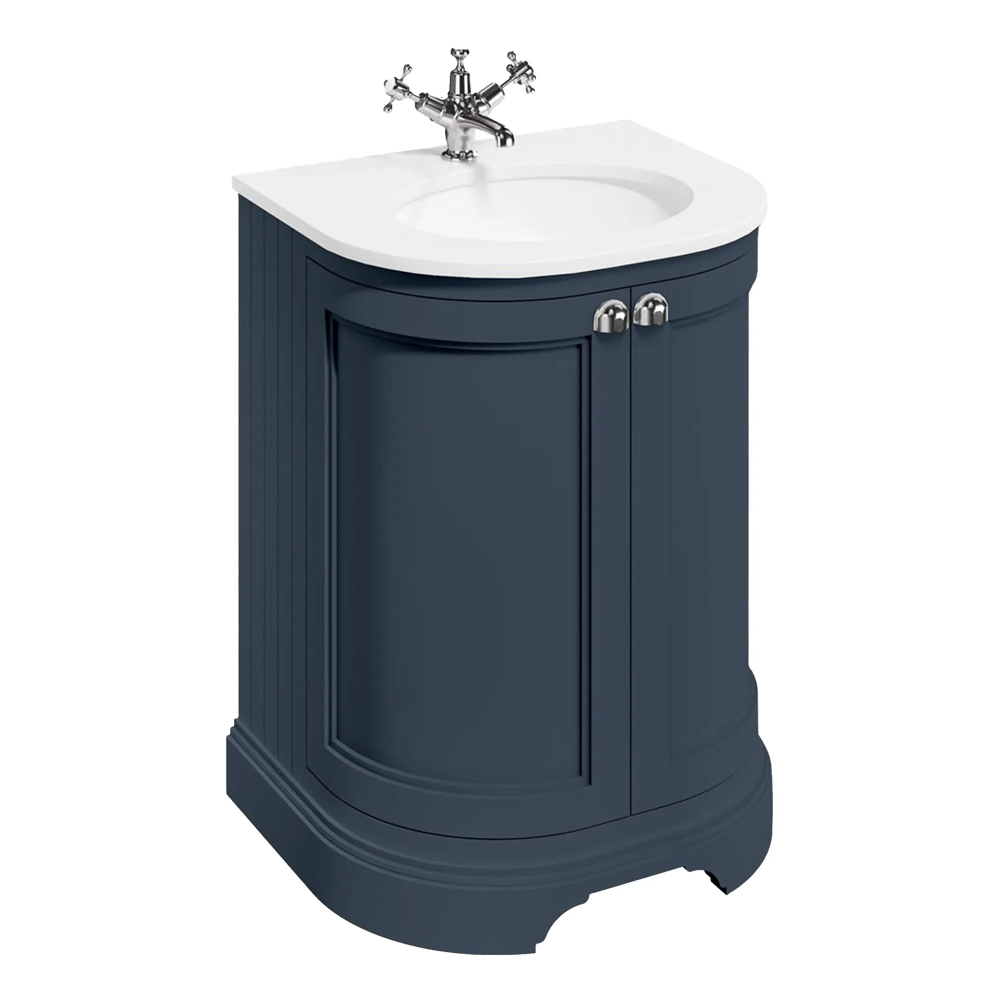 Burlington Freestanding Curved 650 Vanity Unit With Worktop and Integrated Bowl