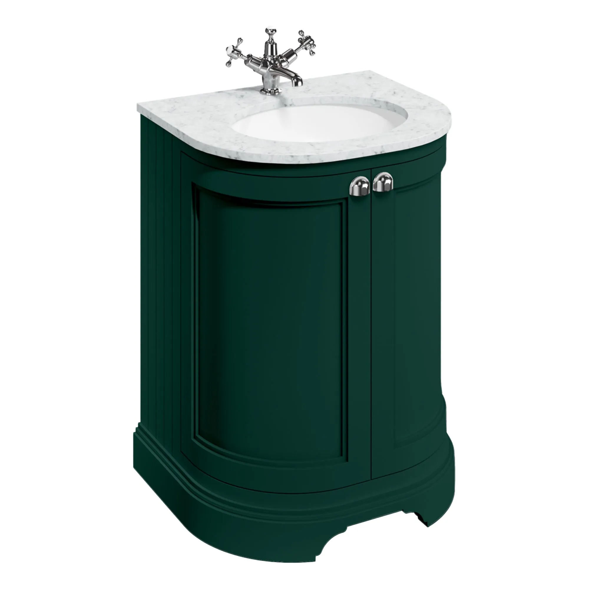 Burlington Freestanding Curved 650 Vanity Unit With Worktop and Integrated Bowl