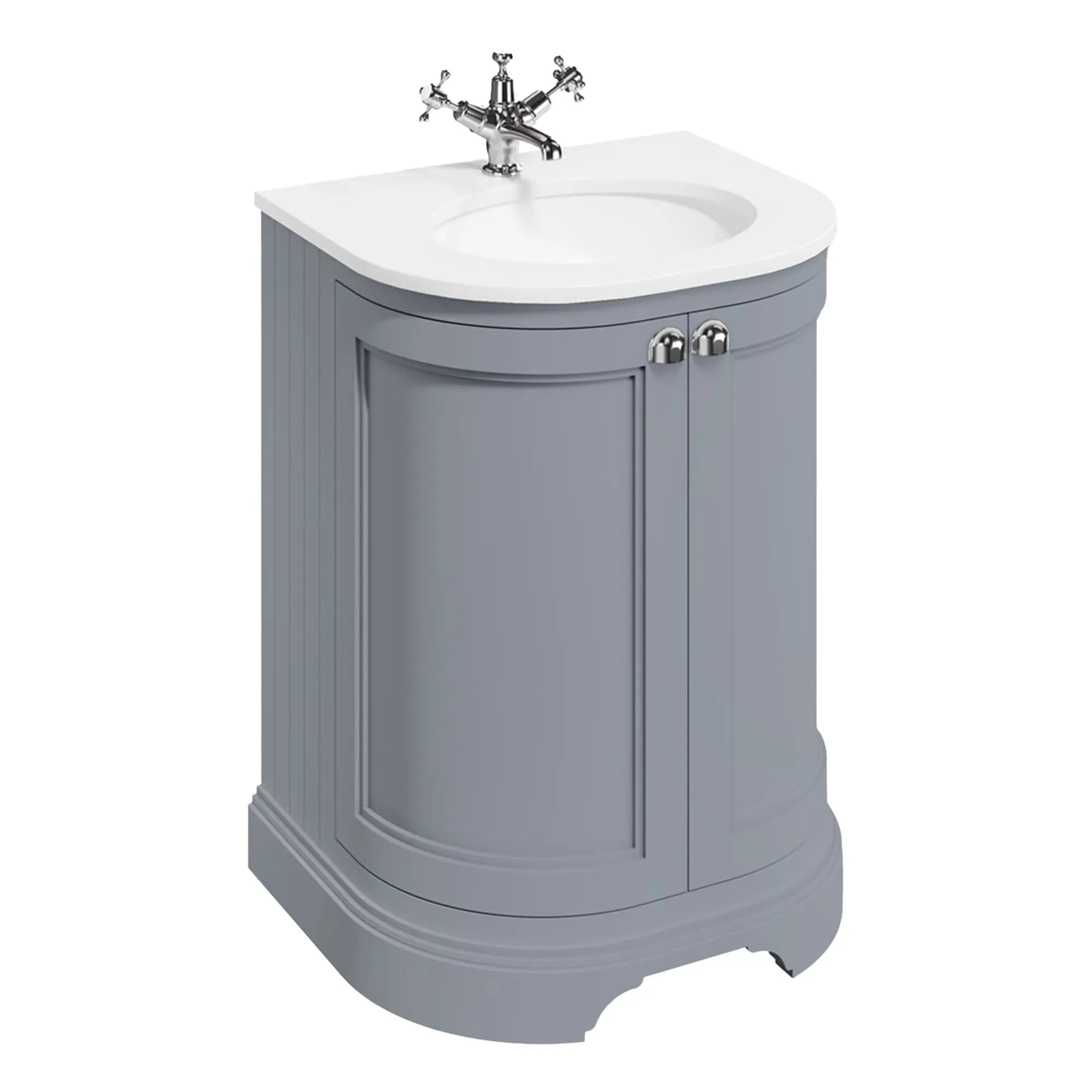 Burlington Freestanding Curved 650 Vanity Unit With Worktop and Integrated Bowl
