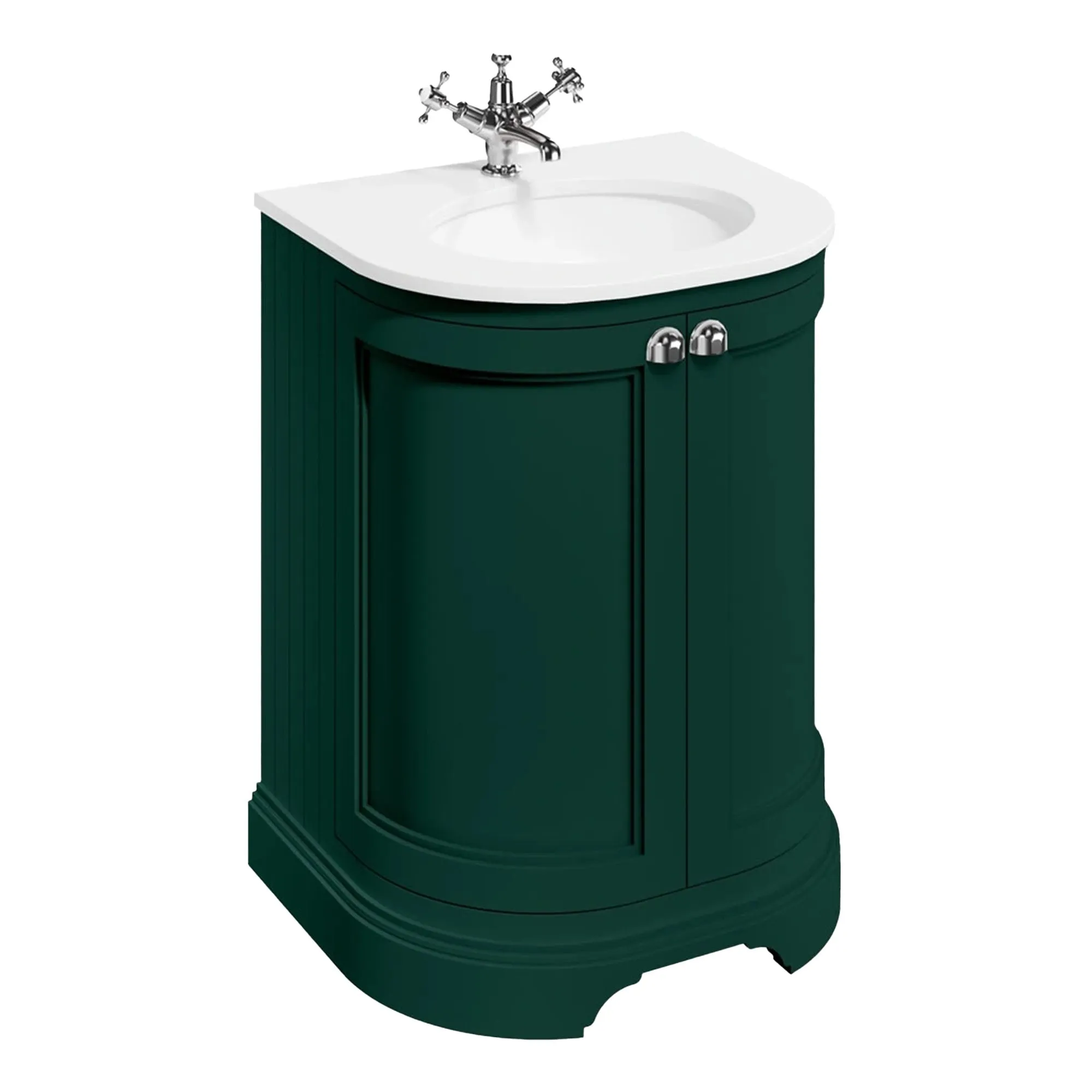 Burlington Freestanding Curved 650 Vanity Unit With Worktop and Integrated Bowl
