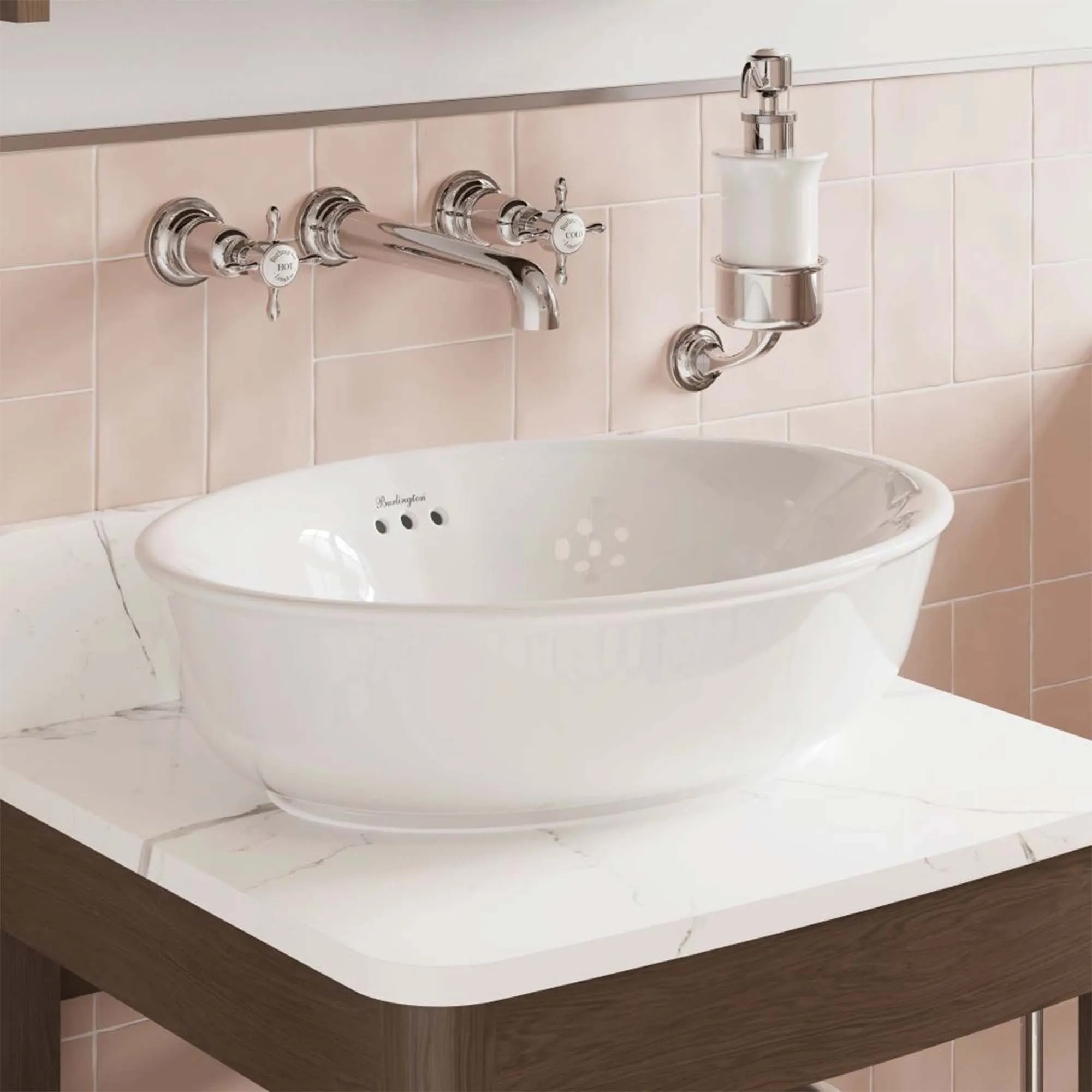 Burlington Guild Floorstanding Vanity Unit With Carrara Worktop - Dark Oak