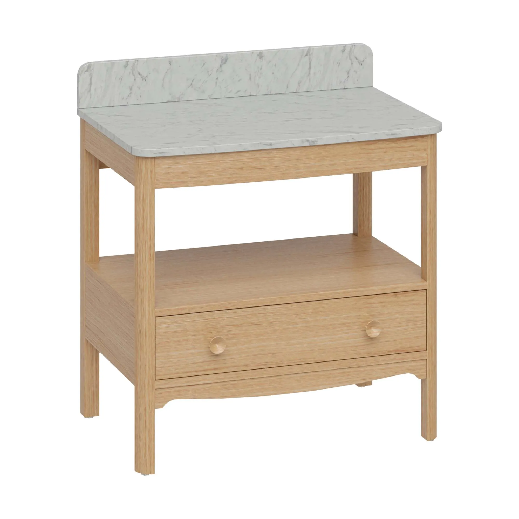 Burlington Guild Floorstanding Vanity Unit With Carrara Worktop - Light Oak