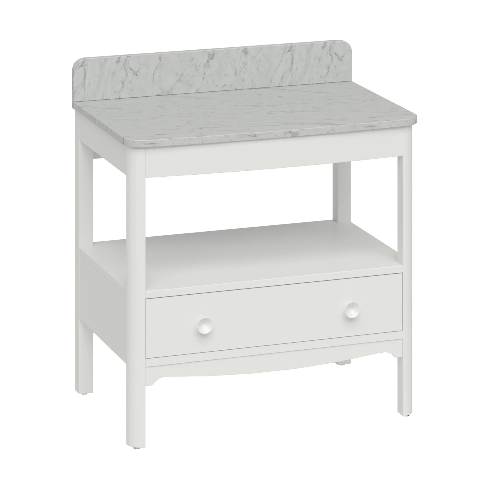 Burlington Guild Floorstanding Vanity Unit With Carrara Worktop - Varley White