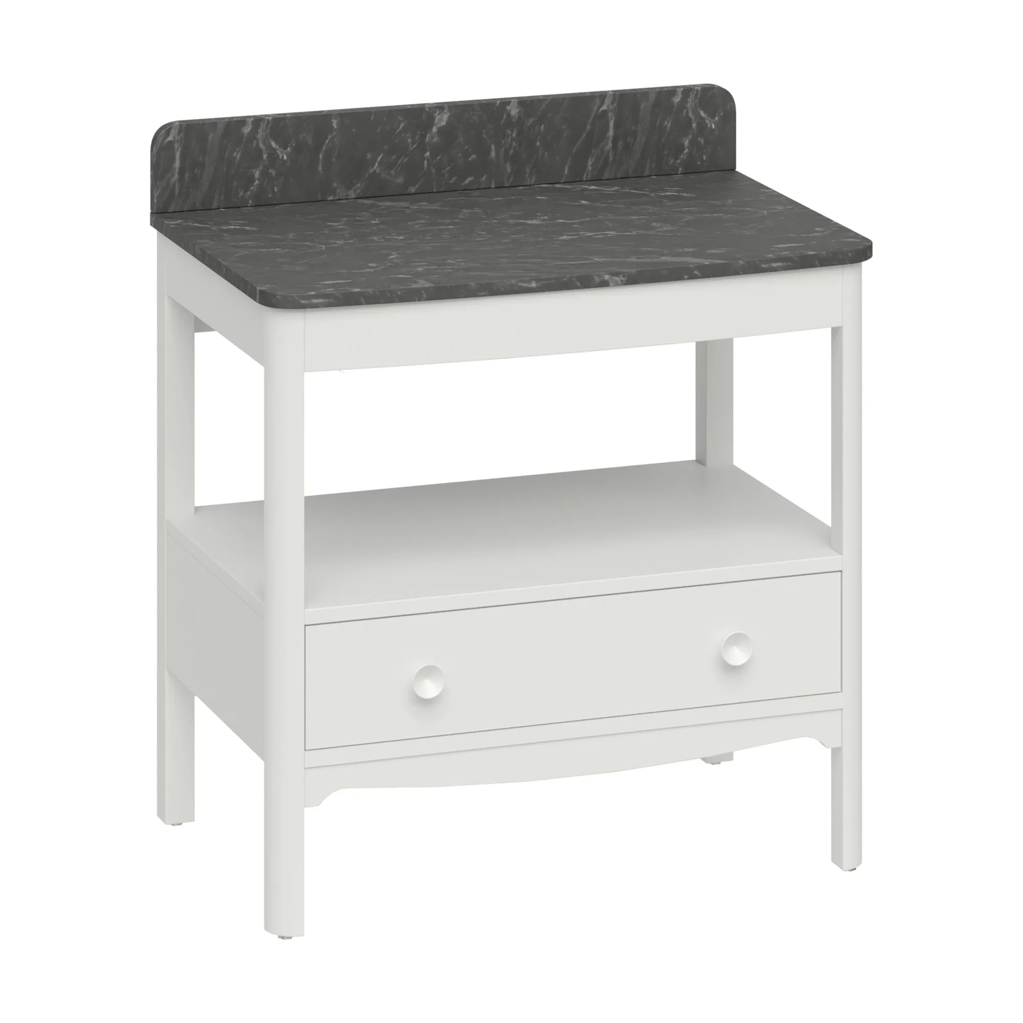 Burlington Guild Floorstanding Vanity Unit With Marquina Worktop - Varley White