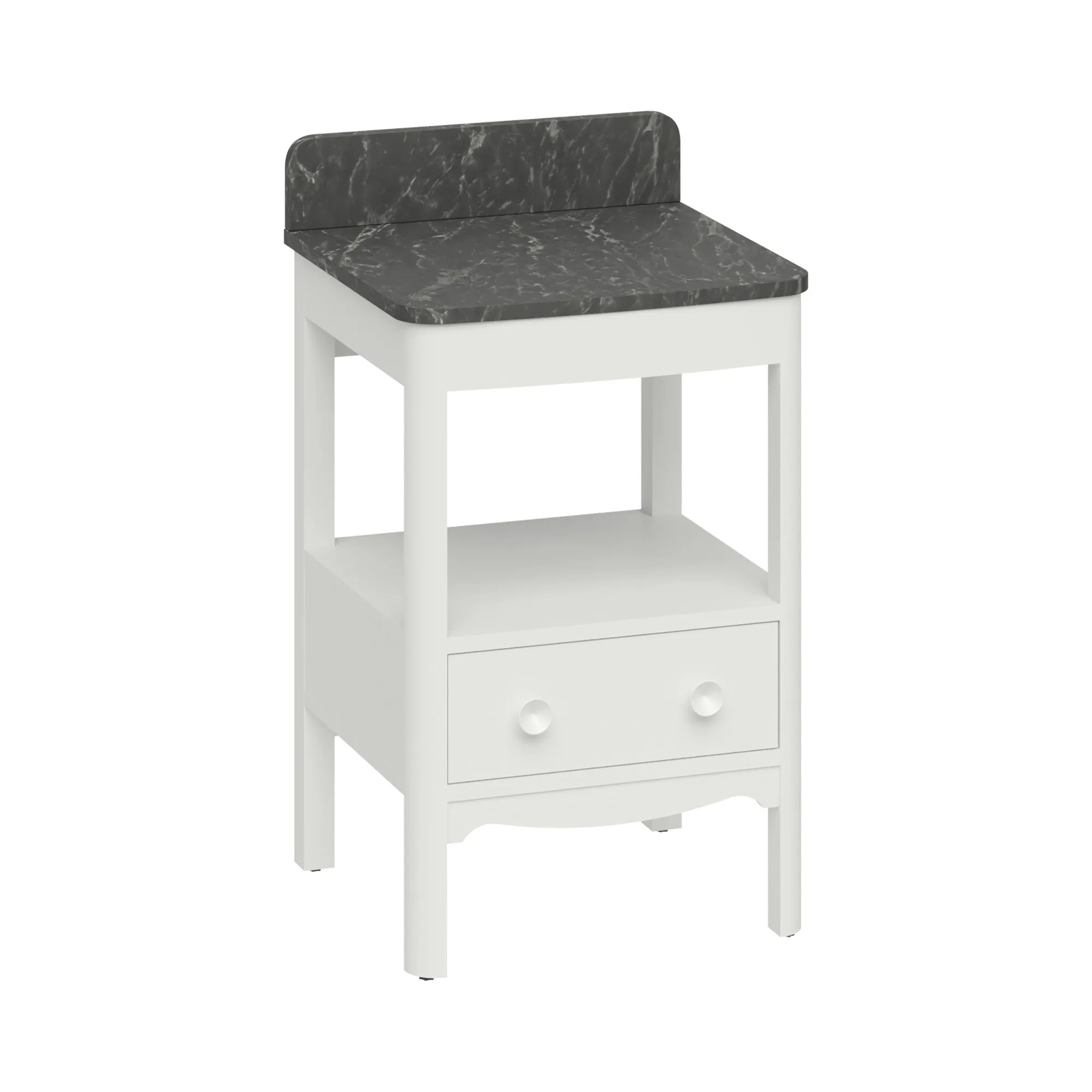 Burlington Guild Floorstanding Vanity Unit With Marquina Worktop - Varley White