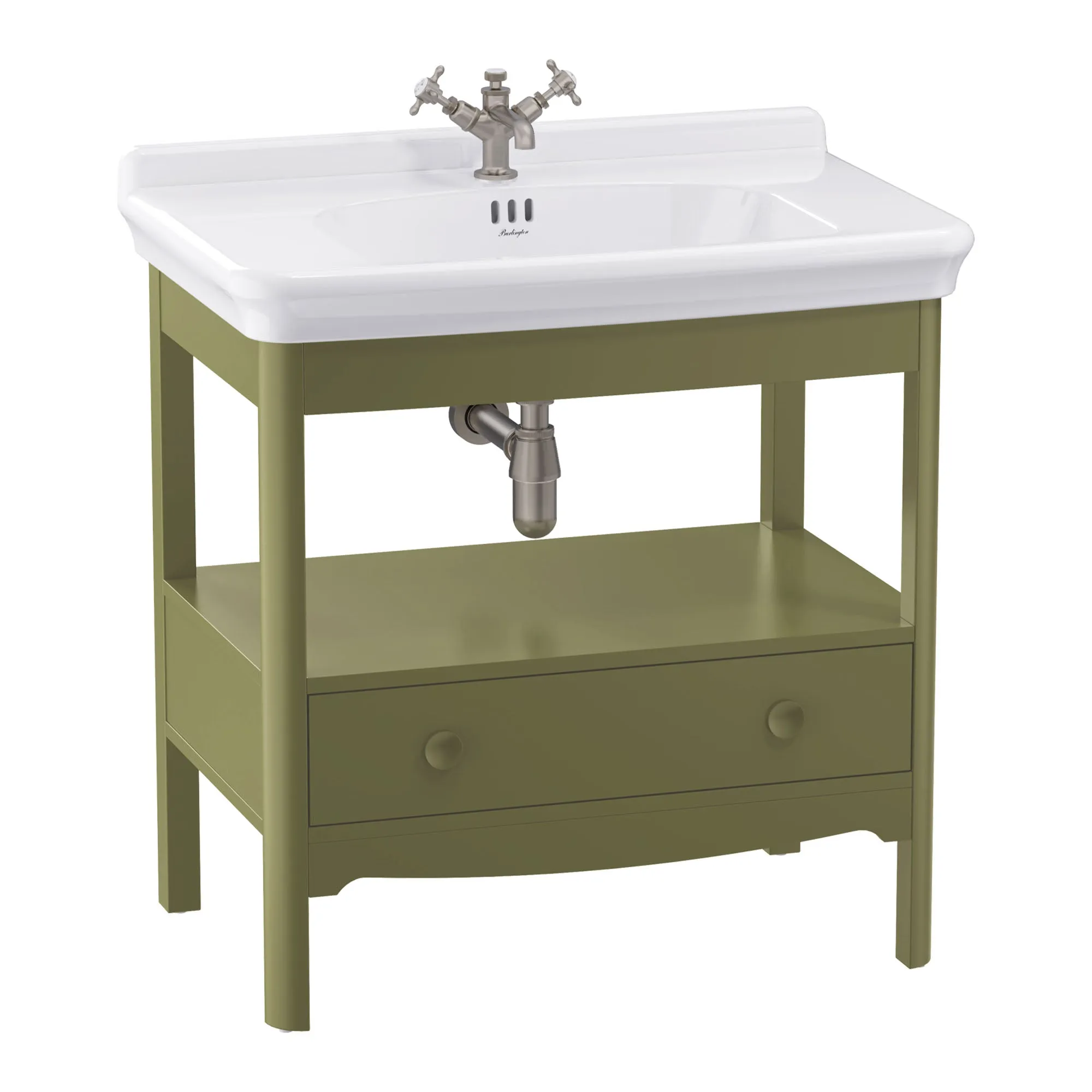 Burlington Guild Floorstanding Vanity Unit With Washbasin - Carlyle Green