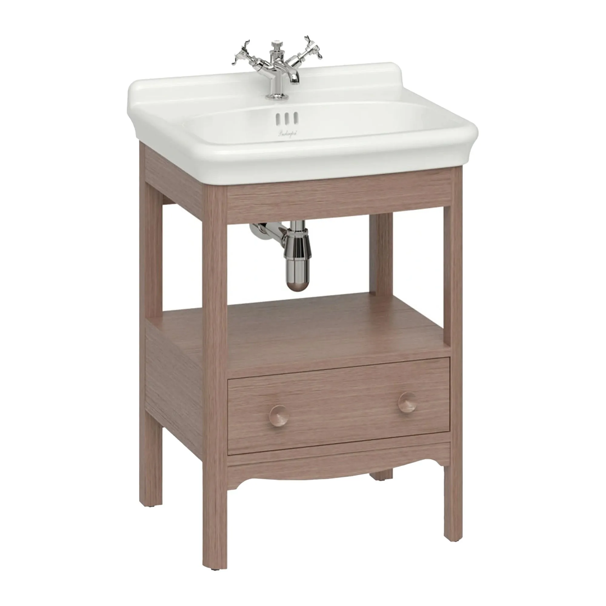 Burlington Guild Floorstanding Vanity Unit With Washbasin - Dark Oak