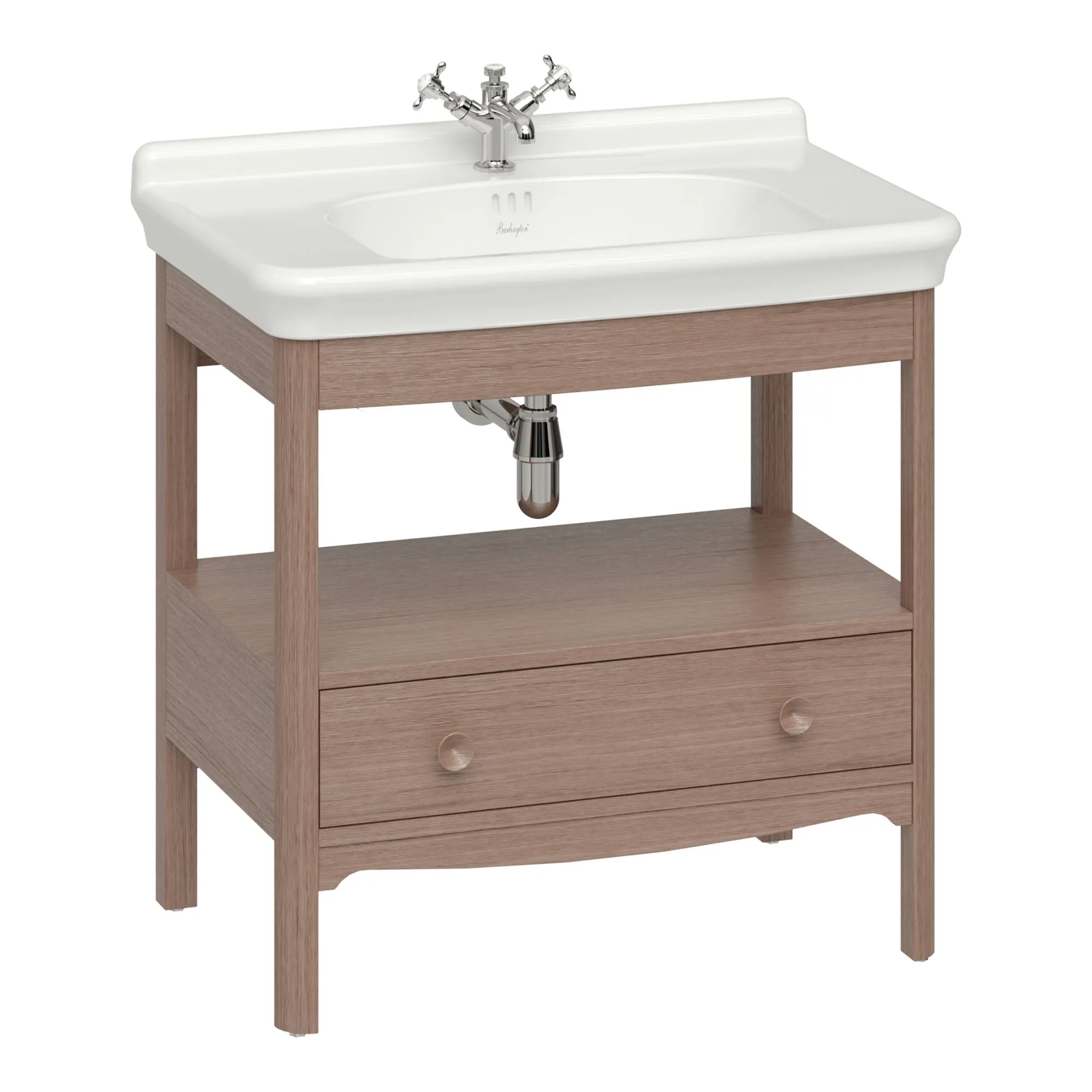 Burlington Guild Floorstanding Vanity Unit With Washbasin - Dark Oak
