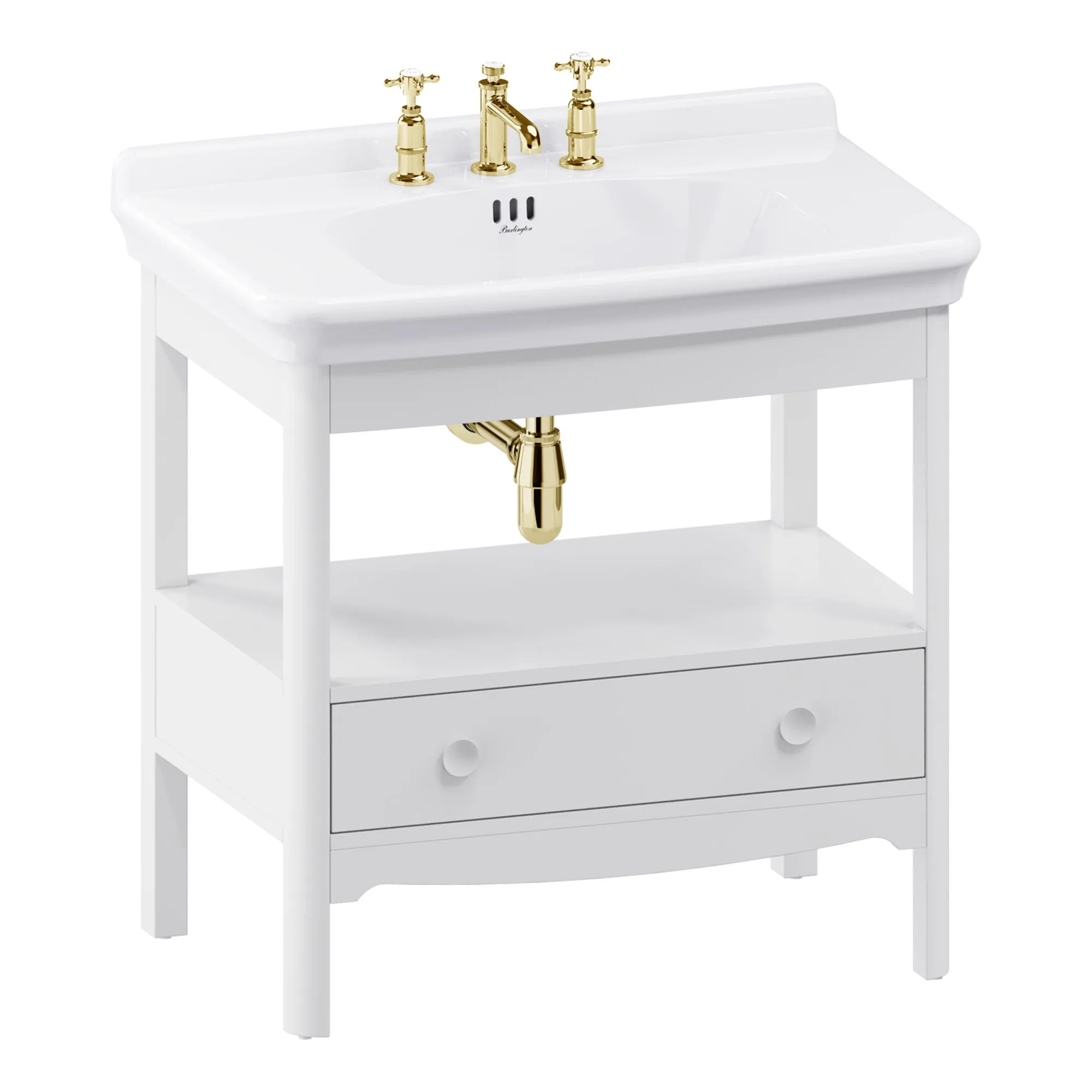 Burlington Guild Floorstanding Vanity Unit With Washbasin - Varley White