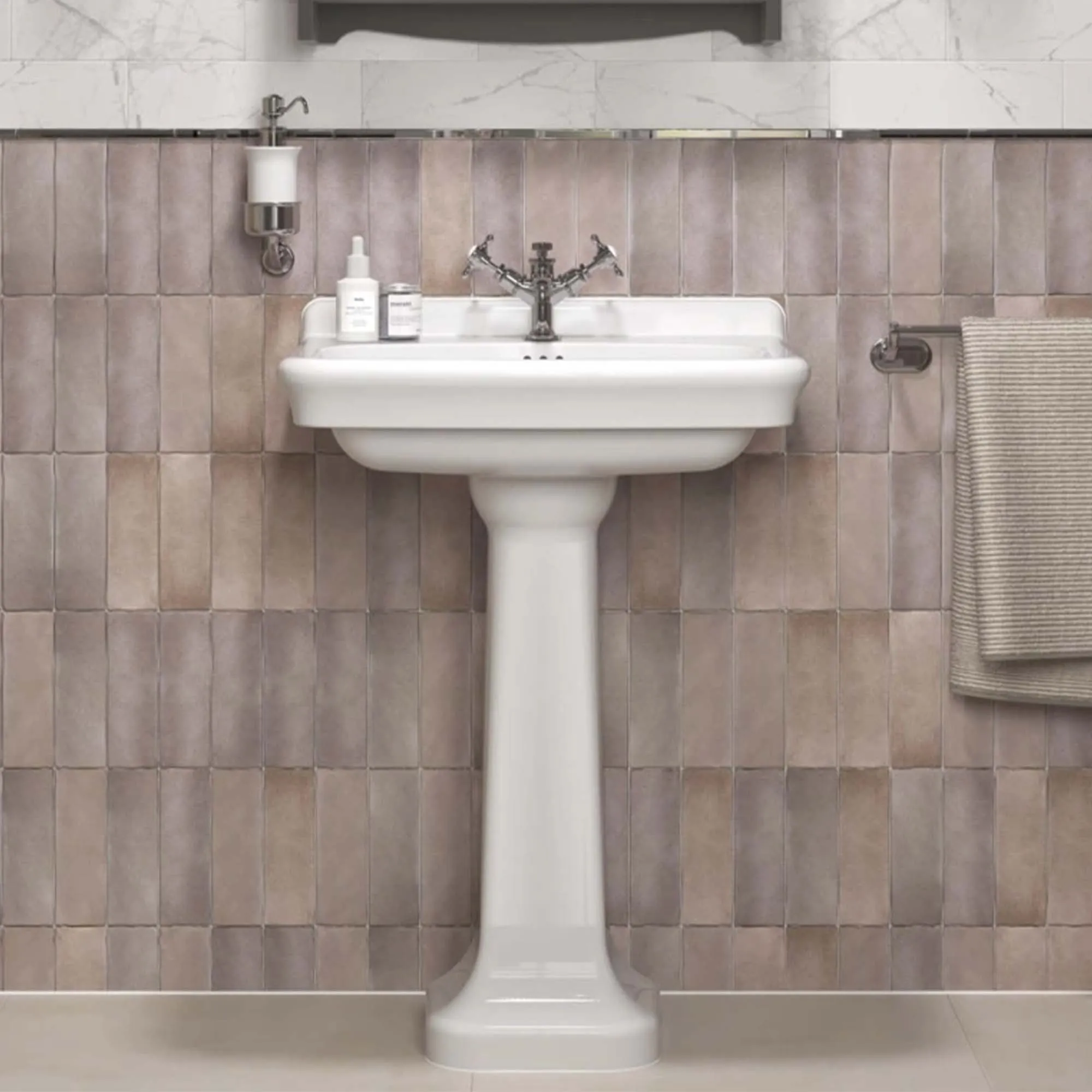 Burlington Guild Rectangular White Basin With Standard Pedestal