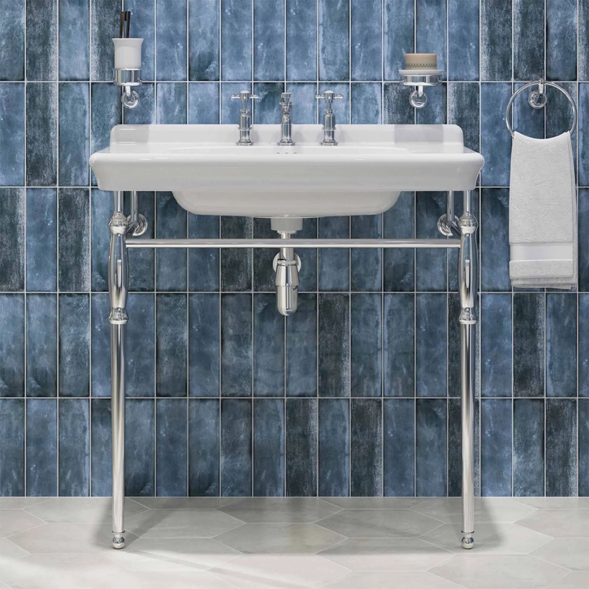 Burlington Guild White Rectangular Basin With Washstand