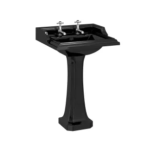 Burlington Jet Classic 65cm Black Rectangular Basin With Standard Pedestal