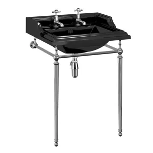Burlington Jet Classic 65cm Black Rectangular Basin With Wash Stand