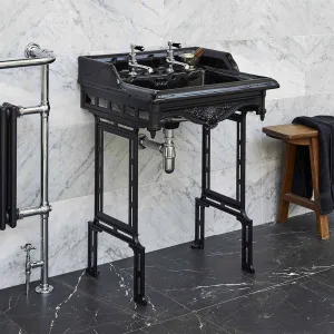 Burlington Jet Classic 65cm Black Rectangular Basin With Wash Stand
