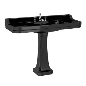 Burlington Jet Edwardian 120cm Black Rectangular Basin With Standard Pedestal