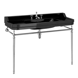 Burlington Jet Edwardian 120cm Black Rectangular Basin With Wash Stand