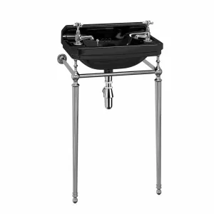 Burlington Jet Edwardian 51cm Black Rectangular Basin With Wash Stand
