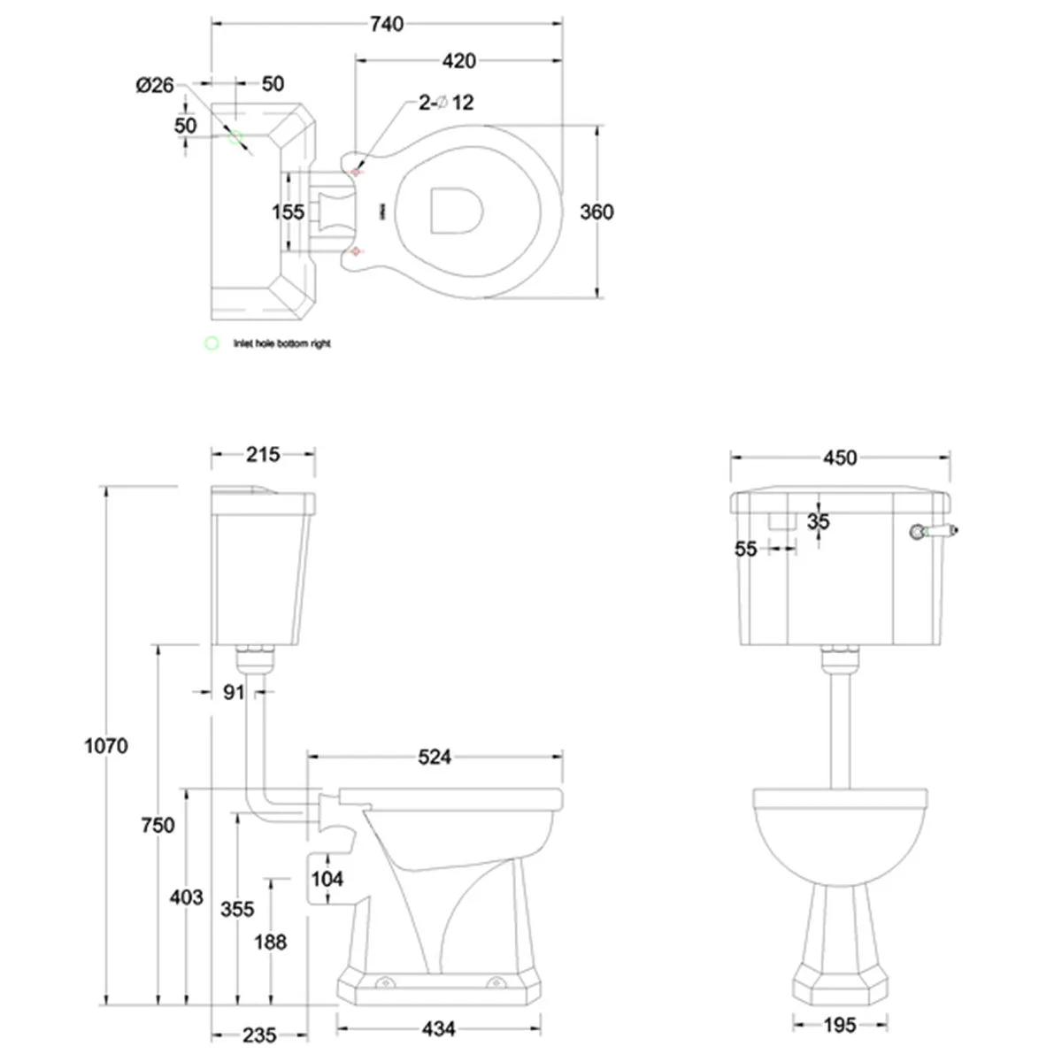Burlington Low-Level Toilet With Standard WC Pan Traditional
