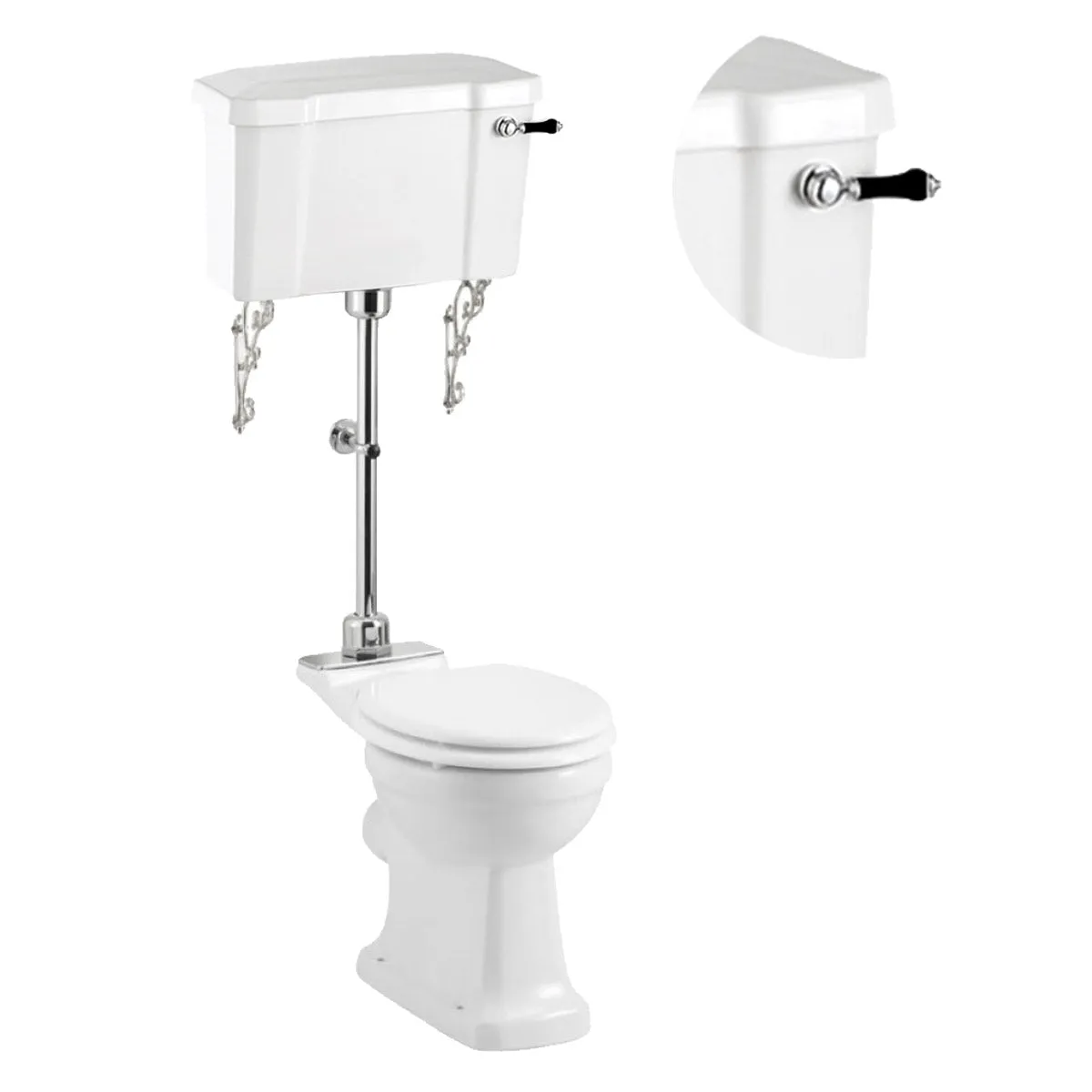 Burlington Medium-Level Toilet With Rimless WC Pan Traditional