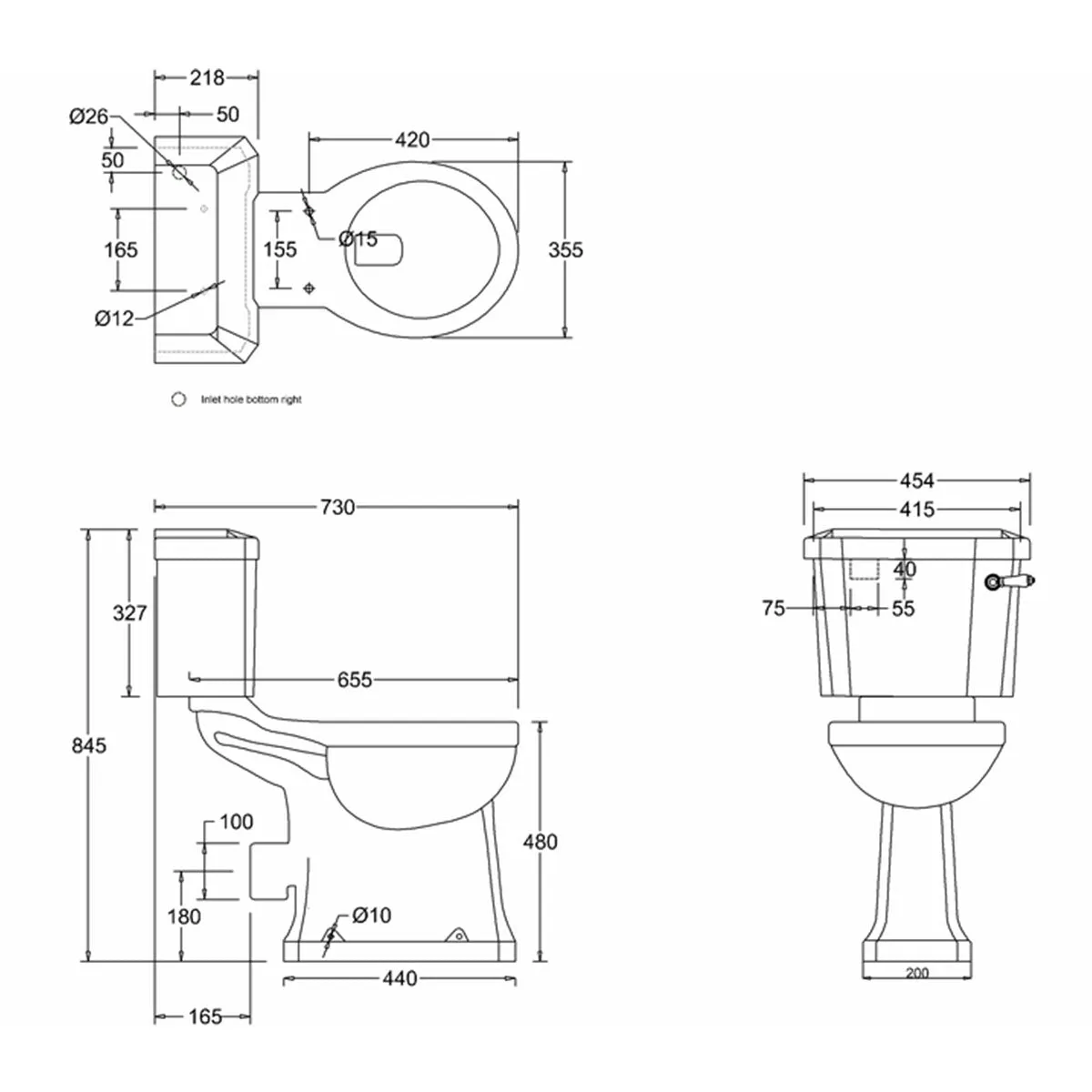 Burlington Regal Comfort Height Close Coupled Toilet Traditional