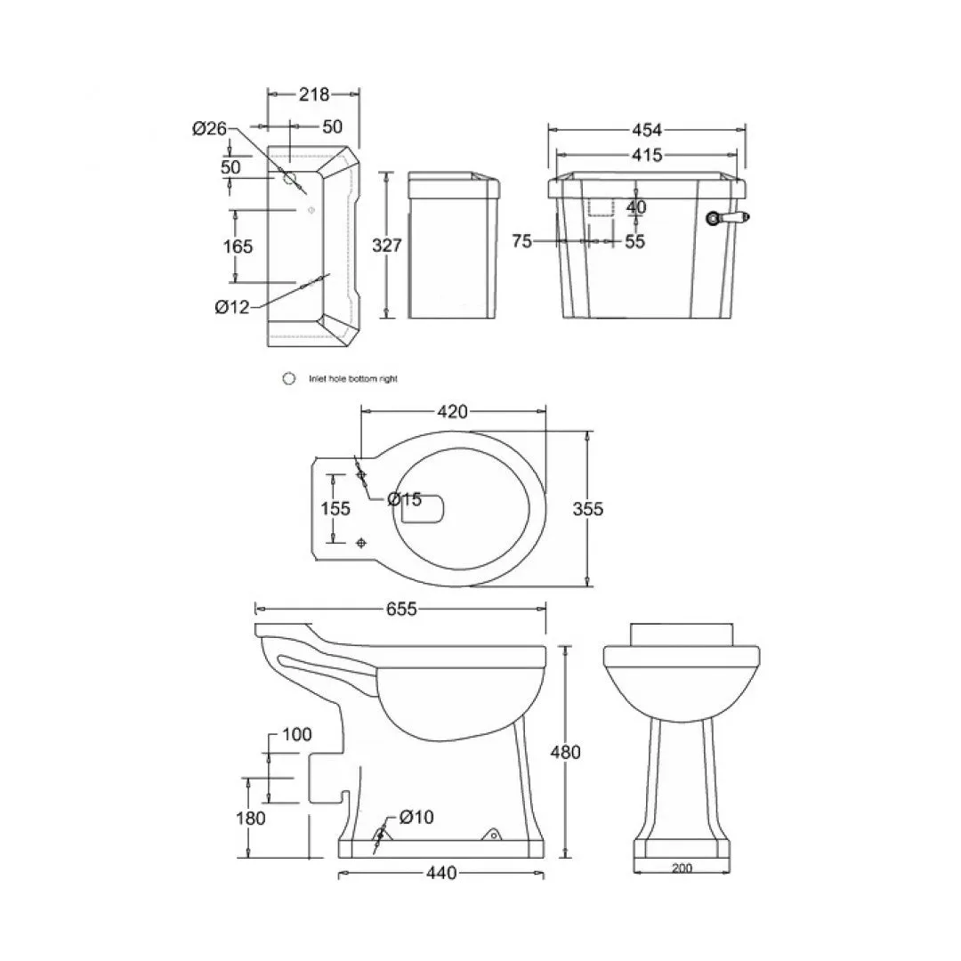 Burlington Regal Medium-Level Toilet With Comfort Height WC Pan Traditional