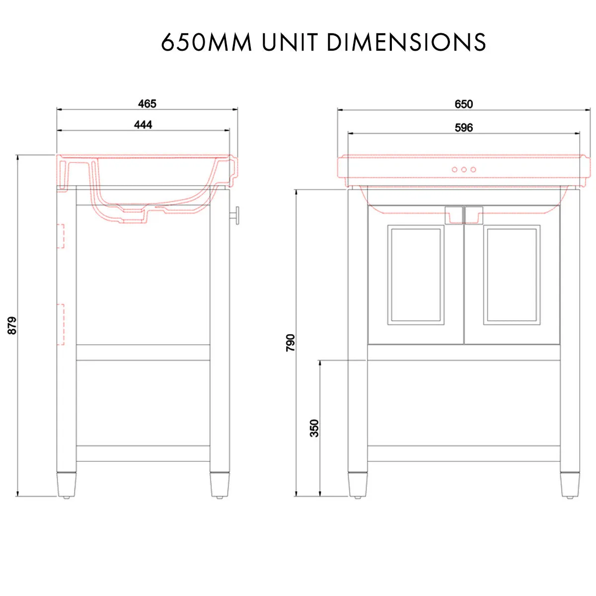 Burlington Riviera 2-Door Floorstanding Vanity Unit with Square Basin