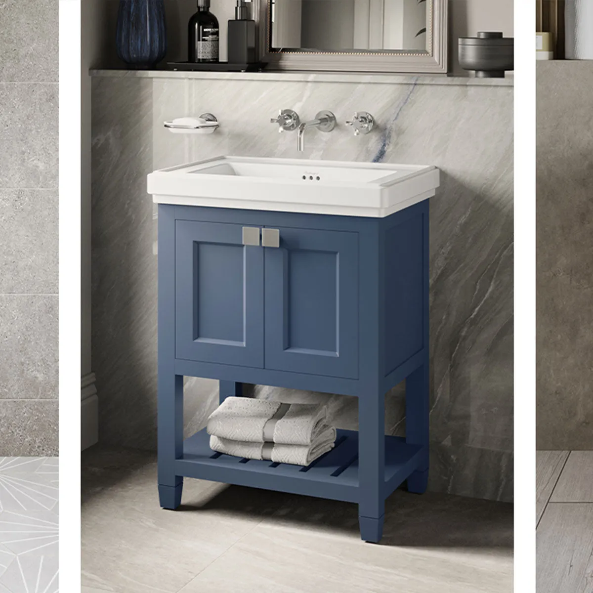 Burlington Riviera 2-Door Floorstanding Vanity Unit with Square Basin