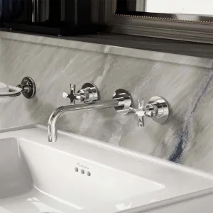 Burlington Riviera 3 Hole Wall Mounted Crosshead Basin Mixer