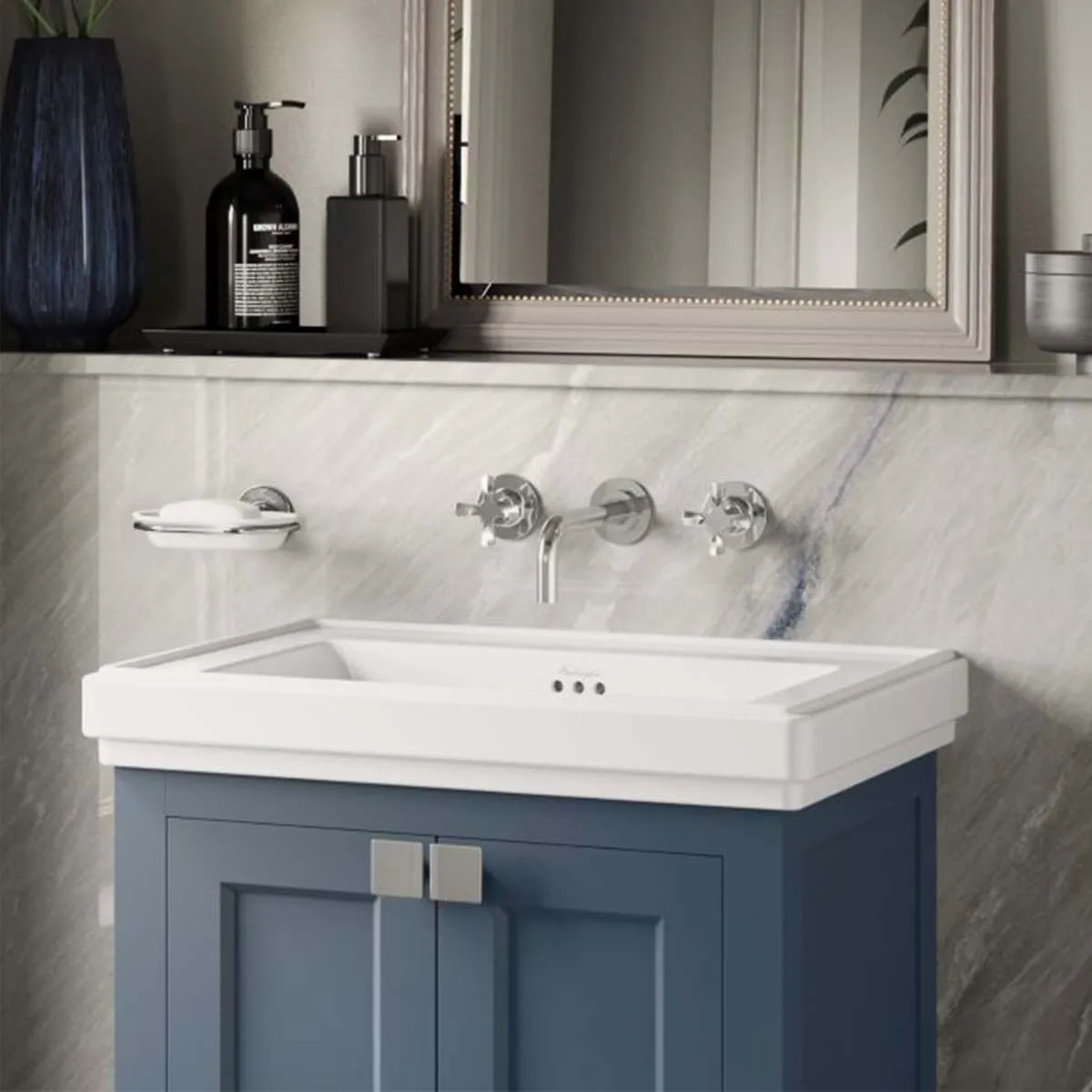Burlington Riviera 3 Hole Wall Mounted Crosshead Basin Mixer