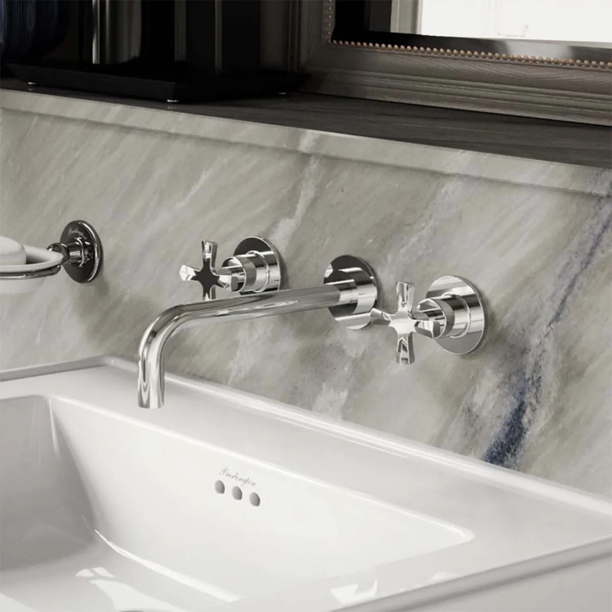 Burlington Riviera 3 Hole Wall Mounted Crosshead Basin Mixer