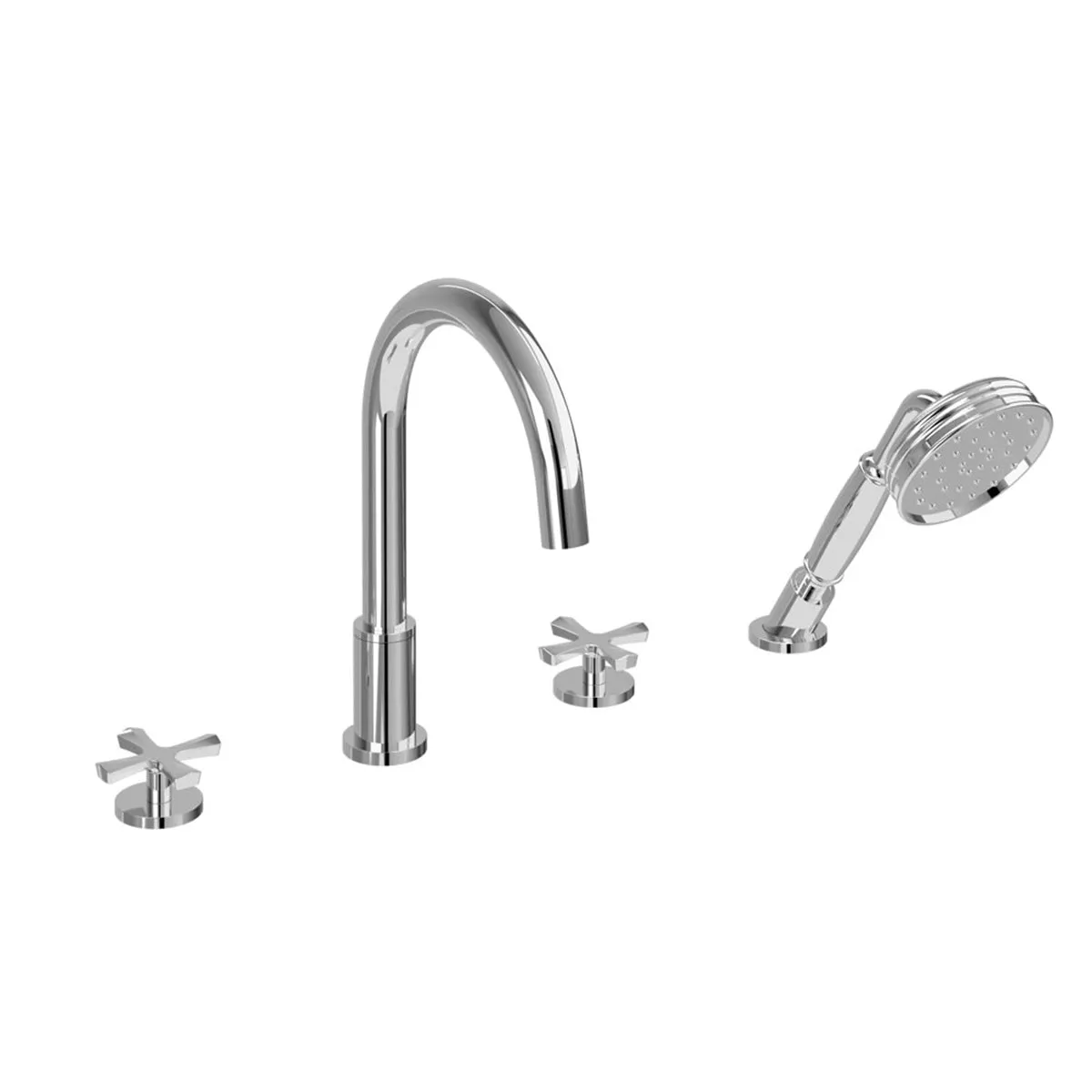 Burlington Riviera 4 Hole Crosshead Deck Mounted Bath Mixer with Shower Handset