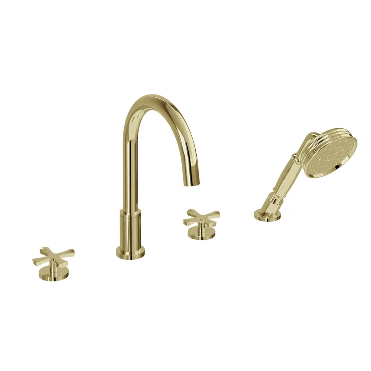 Burlington Riviera 4 Hole Crosshead Deck Mounted Bath Mixer with Shower Handset