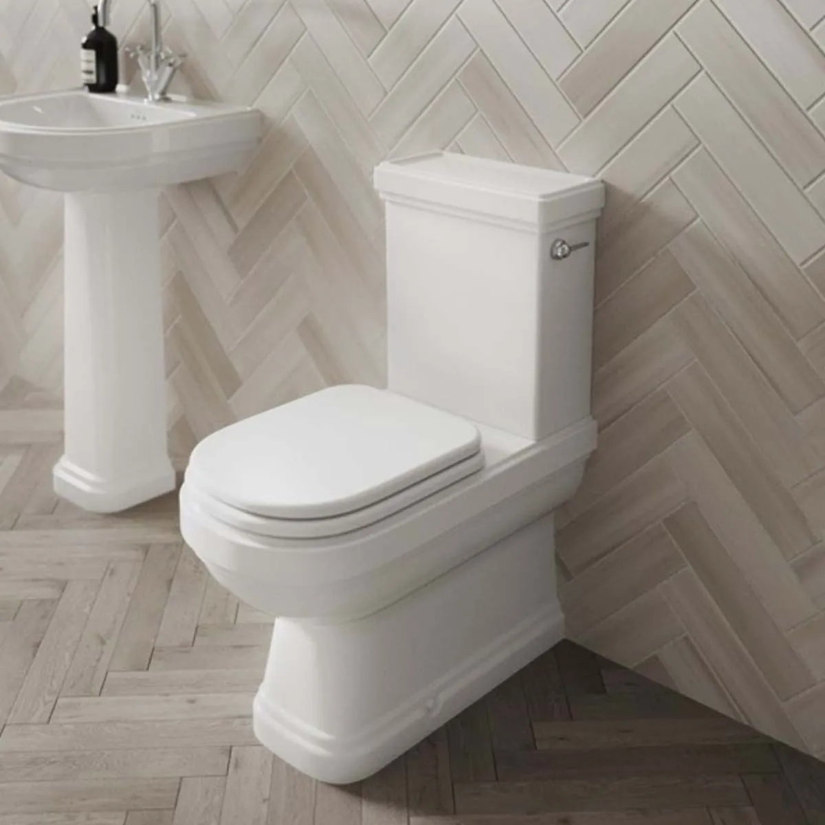Burlington Riviera Close Coupled Full Back To Wall Toilet With Seat