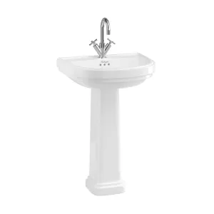 Burlington Riviera D Shape White Basin With Standard Pedestal