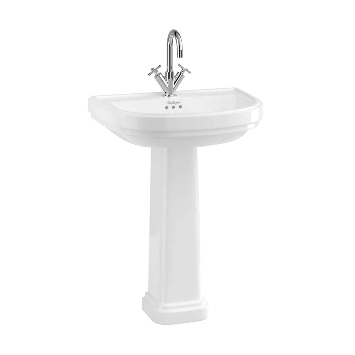 Burlington Riviera D Shape White Basin With Standard Pedestal