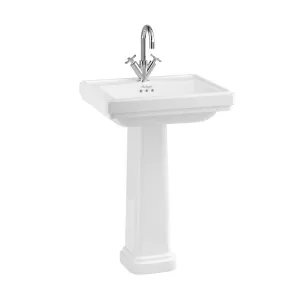 Burlington Riviera Square White Basin With Standard Pedestal