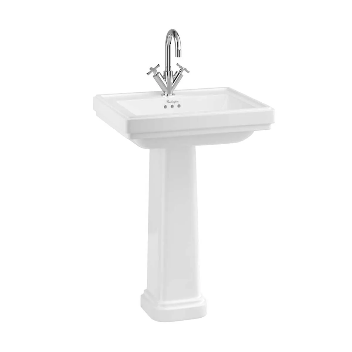 Burlington Riviera Square White Basin With Standard Pedestal