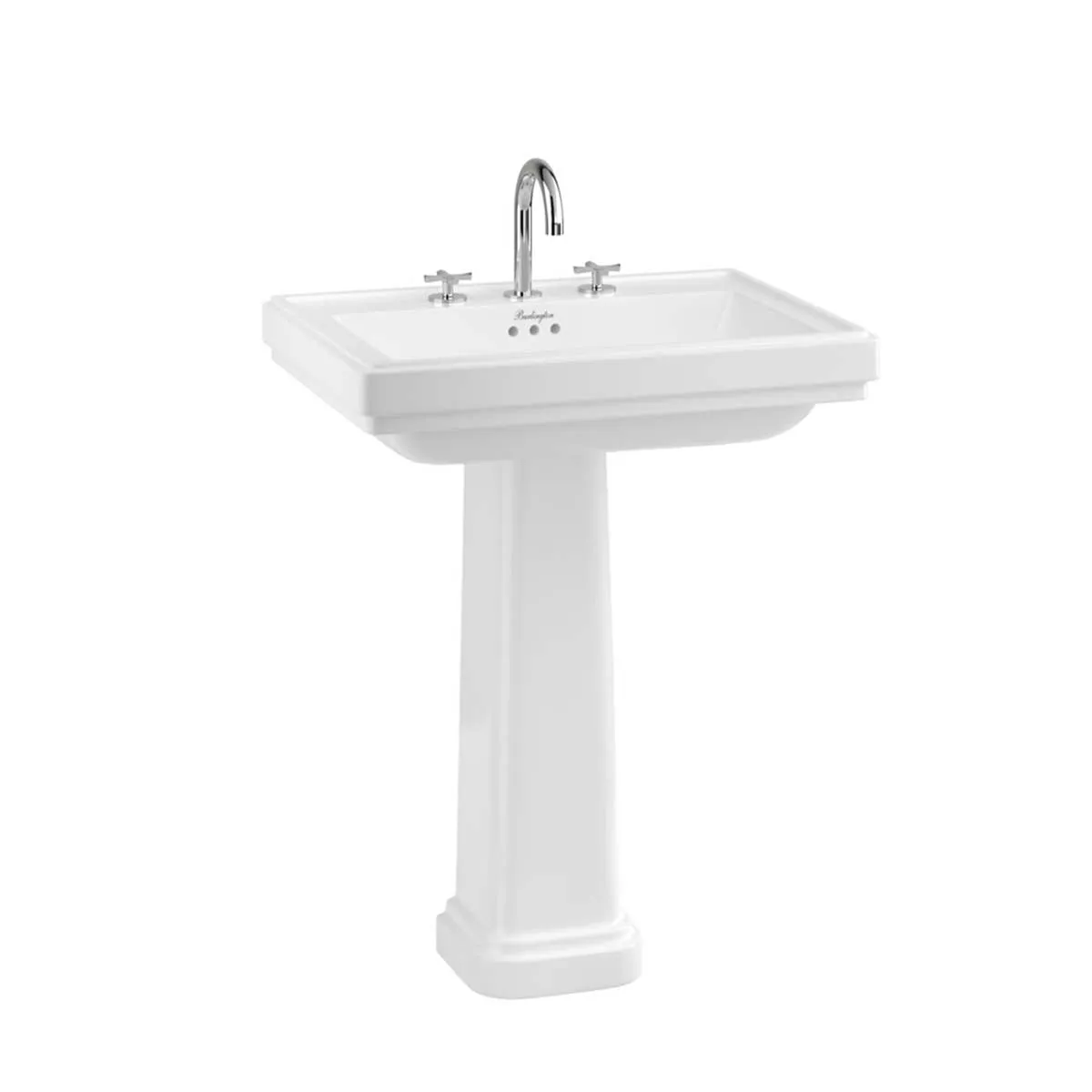 Burlington Riviera Square White Basin With Standard Pedestal
