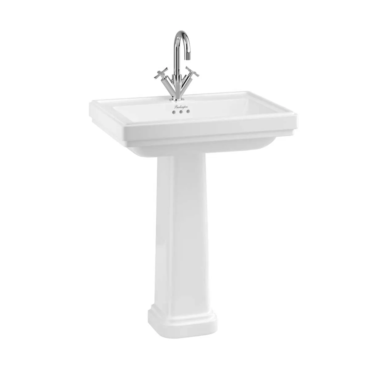 Burlington Riviera Square White Basin With Standard Pedestal
